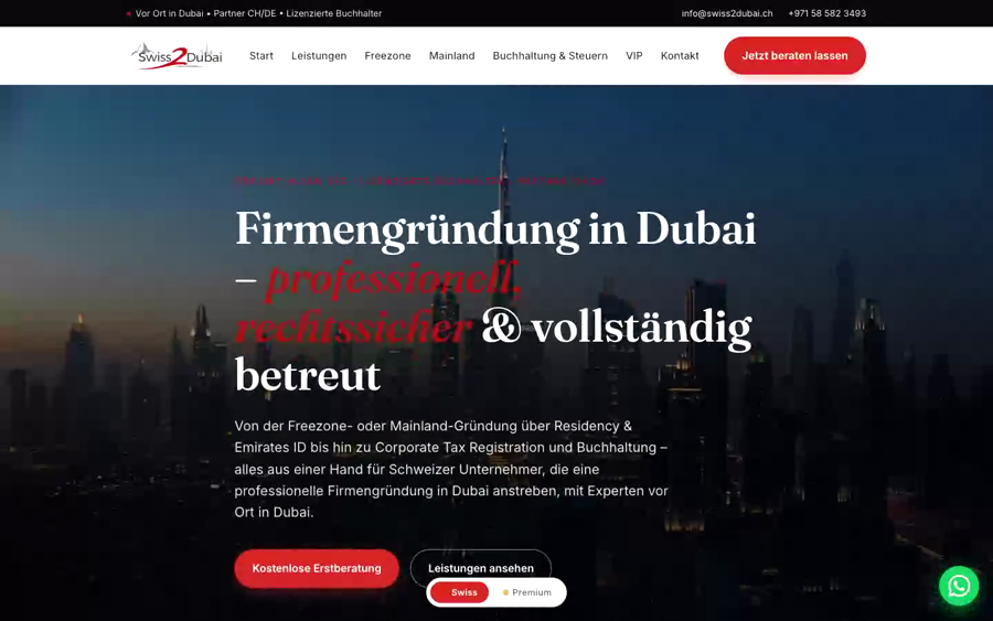 Swiss2Dubai premium gold and black brand identity